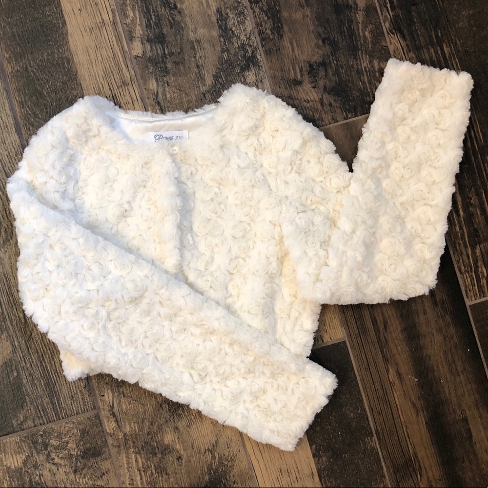 Bonnie Jean faux fur ivory jacket